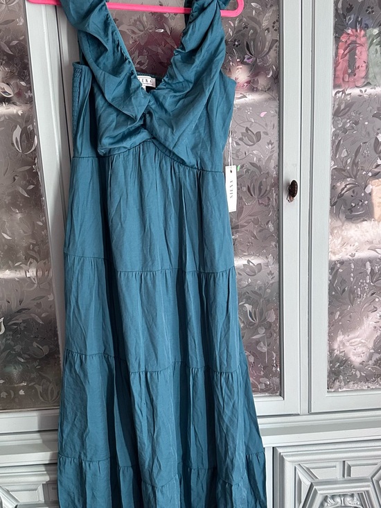 Sienna Sky Dresses & Skirts - Sienna Sky Teal Ruffled V-Neck Tiered Maxi Dress